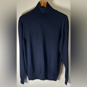 Valentino Marini Men’s Turtle Neck Sweater Merino Wool Navy Blue Italy Size L